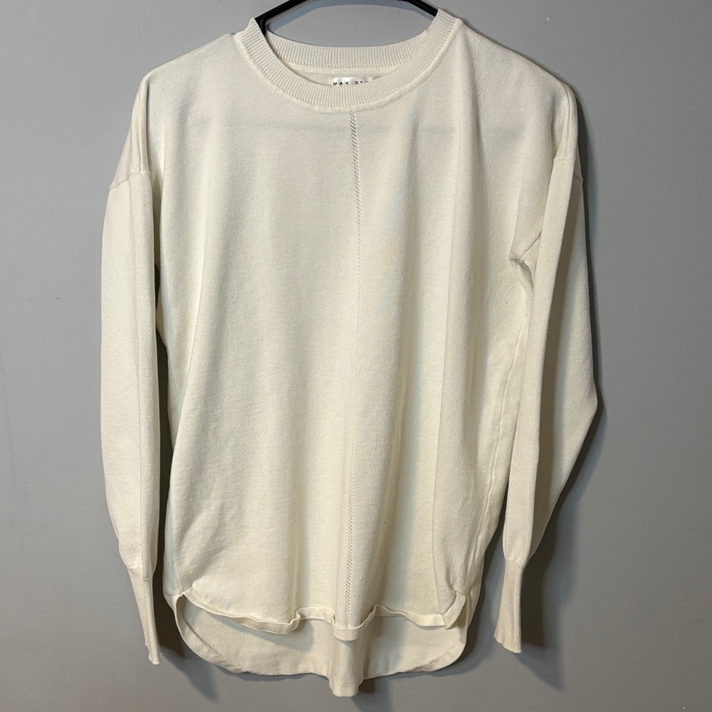 Max‎ Studio Cream Crewneck Sweater Minimalist Capsule Neutral XSmall Oversized
